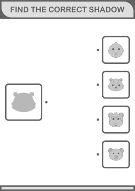 Doğru gölge Skunk yüzünü bul. Çocuklar için çalışma tablosu