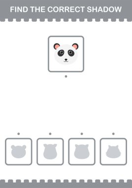 Doğru gölge panda yüzünü bul. Çocuklar için çalışma tablosu