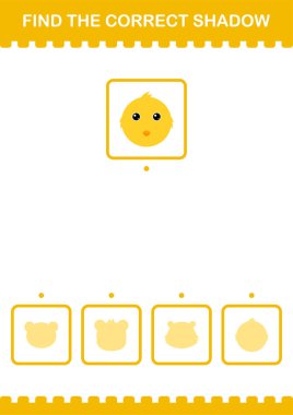 Doğru gölge tavuğu yüzünü bul. Çocuklar için çalışma tablosu