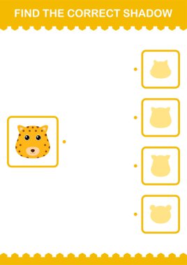 Doğru gölge leopar yüzünü bul. Çocuklar için çalışma tablosu