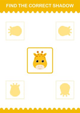 Doğru gölge İnek yüzünü bul. Çocuklar için çalışma tablosu