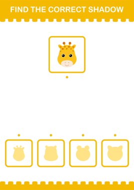 Doğru gölge İnek yüzünü bul. Çocuklar için çalışma tablosu