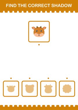 Doğru gölge geyik yüzünü bul. Çocuklar için çalışma tablosu