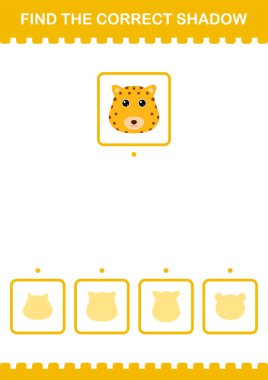 Doğru gölge leopar yüzünü bul. Çocuklar için çalışma tablosu