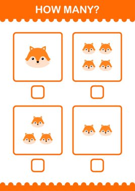 Ne kadar çok tilki yüzü. Çocuklar için çalışma tablosu