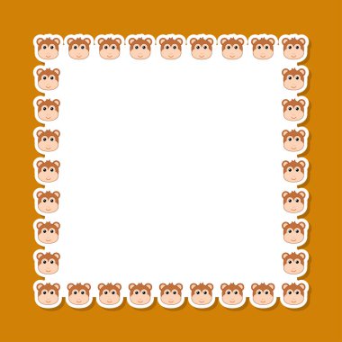 Pankart, poster ve tebrik kartı için kare çerçeveli maymun