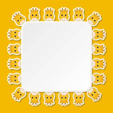 Pankart, poster ve tebrik kartı için kare çerçeveli zürafa