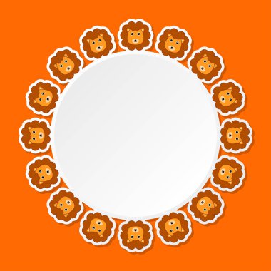 Pankart, poster ve tebrik kartı için yuvarlak çerçeveli aslan