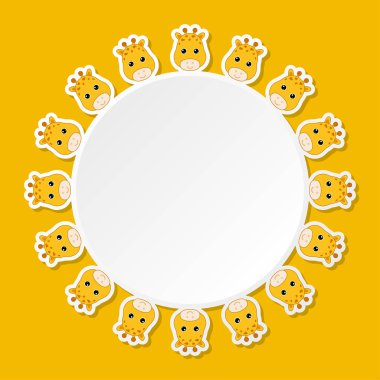 Pankart, poster ve tebrik kartı için yuvarlak çerçeveli zürafa