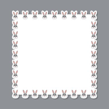 Pankart, poster ve tebrik kartı için kare çerçeveli tavşan