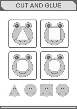 Kes ve yapıştır Kurbağa Surat. Çocuklar için çalışma tablosu