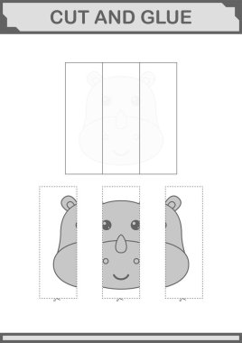 Gergedan suratını kes ve yapıştır. Çocuklar için çalışma tablosu