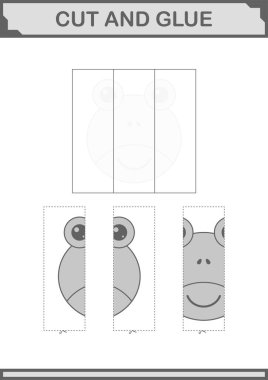 Kes ve yapıştır Kurbağa Surat. Çocuklar için çalışma tablosu