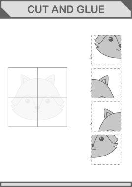 Tilki suratını kes ve yapıştır. Çocuklar için çalışma tablosu