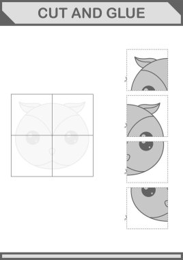 Baykuş suratını kes ve yapıştır. Çocuklar için çalışma tablosu