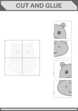Gergedan suratını kes ve yapıştır. Çocuklar için çalışma tablosu