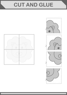 Aslan suratını kes ve yapıştır. Çocuklar için çalışma tablosu