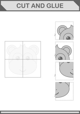 Maymun suratını kes ve yapıştır. Çocuklar için çalışma tablosu