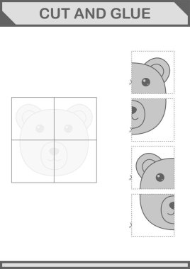 Ayı suratını kes ve yapıştır. Çocuklar için çalışma tablosu