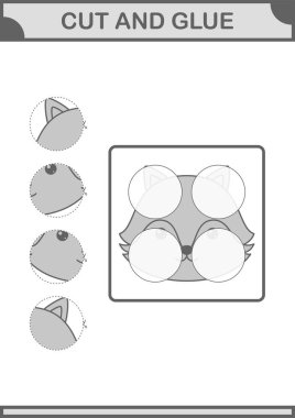 Tilki suratını kes ve yapıştır. Çocuklar için çalışma tablosu