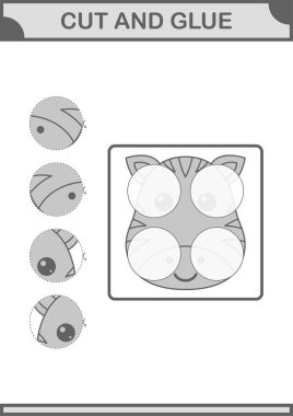 Zebra suratını kes ve yapıştır. Çocuklar için çalışma tablosu