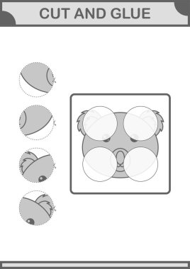 Koala suratını kes ve yapıştır. Çocuklar için çalışma tablosu