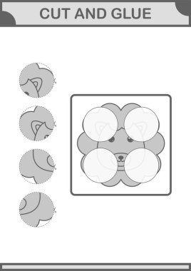 Aslan suratını kes ve yapıştır. Çocuklar için çalışma tablosu