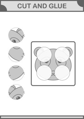 Panda suratını kes ve yapıştır. Çocuklar için çalışma tablosu