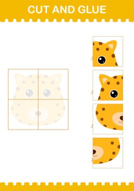 Leopar suratını kes ve yapıştır. Çocuklar için çalışma tablosu