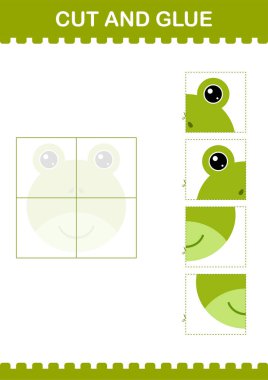 Kes ve yapıştır Kurbağa Surat. Çocuklar için çalışma tablosu