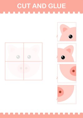 Domuz suratını kes ve yapıştır. Çocuklar için çalışma tablosu