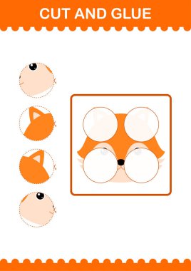 Tilki suratını kes ve yapıştır. Çocuklar için çalışma tablosu