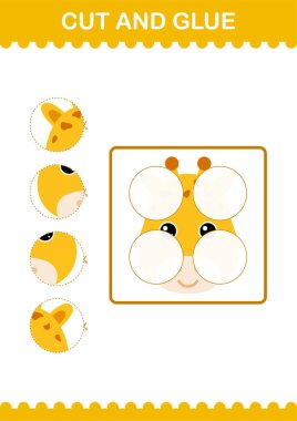Kes ve yapıştır zürafa suratlı. Çocuklar için çalışma tablosu