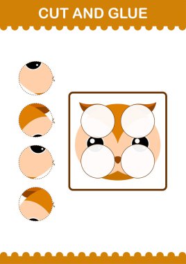 Baykuş suratını kes ve yapıştır. Çocuklar için çalışma tablosu
