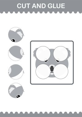 Koala suratını kes ve yapıştır. Çocuklar için çalışma tablosu