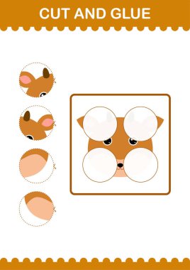 Geyik suratını kes ve yapıştır. Çocuklar için çalışma tablosu