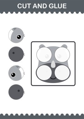 Gergedan suratını kes ve yapıştır. Çocuklar için çalışma tablosu