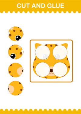 Leopar suratını kes ve yapıştır. Çocuklar için çalışma tablosu