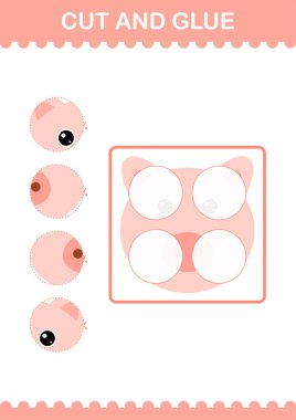 Domuz suratını kes ve yapıştır. Çocuklar için çalışma tablosu