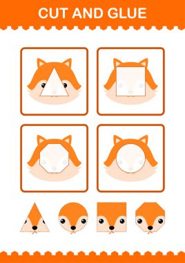 Tilki suratını kes ve yapıştır. Çocuklar için çalışma tablosu