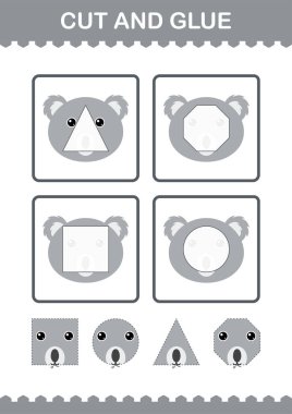 Koala suratını kes ve yapıştır. Çocuklar için çalışma tablosu