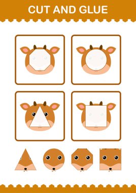 Geyik suratını kes ve yapıştır. Çocuklar için çalışma tablosu