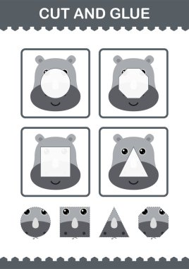 Gergedan suratını kes ve yapıştır. Çocuklar için çalışma tablosu