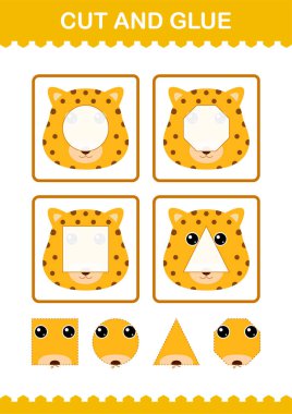 Leopar suratını kes ve yapıştır. Çocuklar için çalışma tablosu