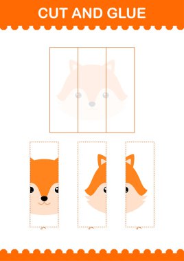 Tilki suratını kes ve yapıştır. Çocuklar için çalışma tablosu