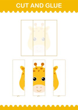 Kes ve yapıştır zürafa suratlı. Çocuklar için çalışma tablosu