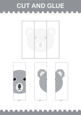 Koala suratını kes ve yapıştır. Çocuklar için çalışma tablosu