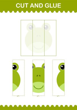 Kes ve yapıştır Kurbağa Surat. Çocuklar için çalışma tablosu