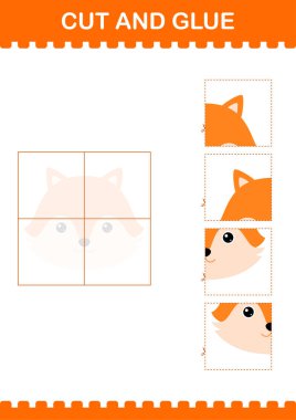 Tilki suratını kes ve yapıştır. Çocuklar için çalışma tablosu