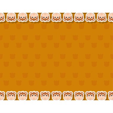 Pankart, poster ve tebrik kartı çerçeveli maymun.